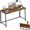Folding Desk, 47.2"" Foldable Computer Desk For Bedroom, Space Saving Computer Table Writing Workstation For Home Office, Easy