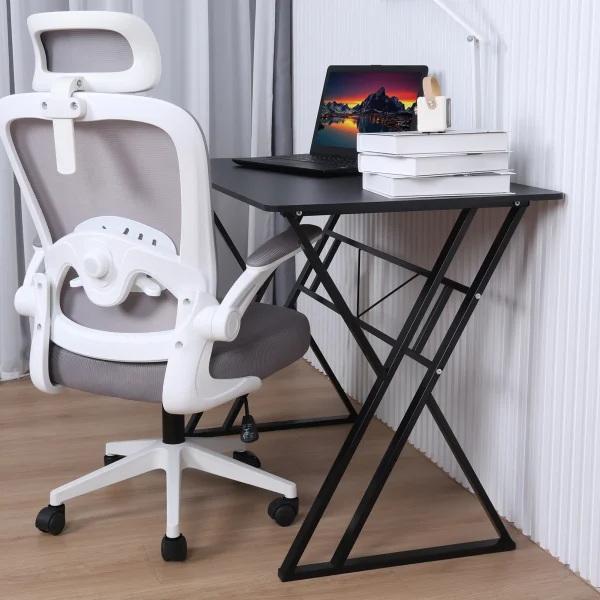 Gaming Desk, Ergonomic Computer Game Table with Dual K-shaped Steel Legs, Sturdy PC Workstation Desk for Home Office with Cable