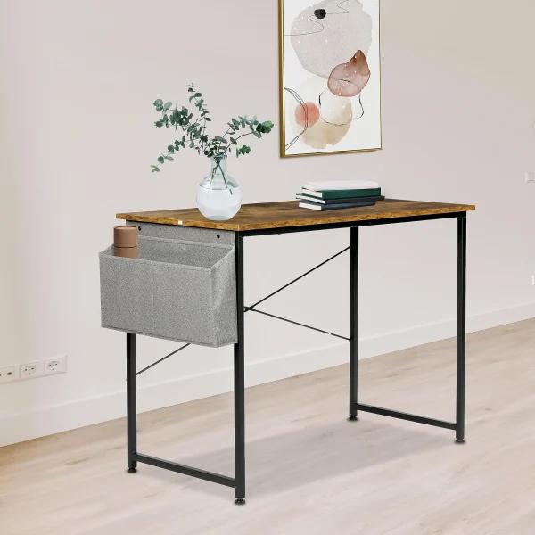 Computer Office Desk, Home Writing Study Worktable for Bedroom, Brown Small Desk, Modern Simple Style PC Table