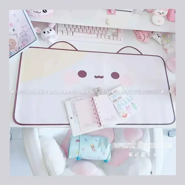 Kawaii Cute Ins Style Mouse Pad Original Cat Oversized Leather Waterproof Desk Pad Office Study Dormitory Computer Keyboard Pad