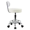 KKTONER PU Leather Rolling Stool Mid-Back with Footrest Height Adjustable Office Computer Home Drafting Swivel Task Chair White