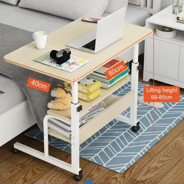 Height Adjustable Computer Desk Spacious Desktop with Casters Easy Movement Laptop Desk Table Office Supplies