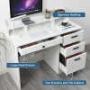 White Desk with 4 Drawers, Computer Desk , Wood Writing Home Office Workstation, Student Desks for Bedooms with Drawers,White