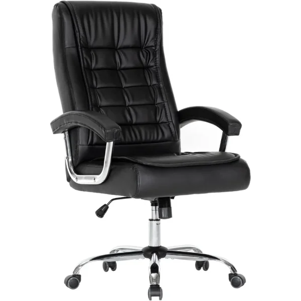 Executive Office Chair Adjustable Leather Chair, High Back Swivel Office Desk Chair with Padded, Armrest 350lbs Load-Bearing
