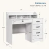 White Desk with 4 Drawers, Computer Desk , Wood Writing Home Office Workstation, Student Desks for Bedooms with Drawers,White