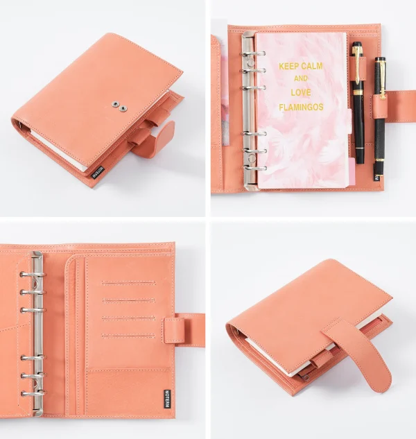 Moterm Full Grain Veg Tan Leather Personal Size Luxe 2.0 Rings Planner Notebook with 30MM Rings Agenda Organizer Diary Journal