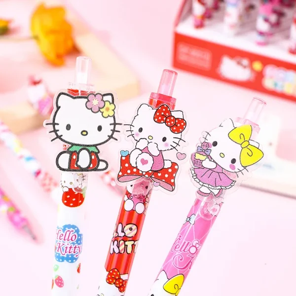 Sanrio Cartoon Gel Pen 24/48pcs Hello Kitty Happy New Year Creative 0.5 Black School Stationery Office Signature Pens Wholesale