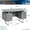 Modern Office Desk With Storage, Gray