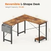 L Shaped Desk - Computer Corner Gaming Pc Table With Cpu Stand Side Bag For Home Office Dorm Sturdy Writing Workstation
