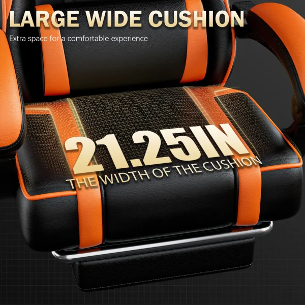 kf-S66bd862c351843cb831a8c796223df06G Gaming Chair with Footrest, PU Leather Video Game Chairs for Adults, Reclining Gamer Chair Office Desk Chair