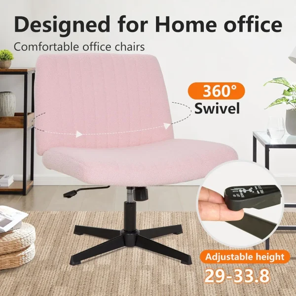 Fdw Criss Cross Chair Armless Cross Legged Office Desk Chair Adjustable Swivel Ergonomic Gaming Chair No Wheels Backrest With