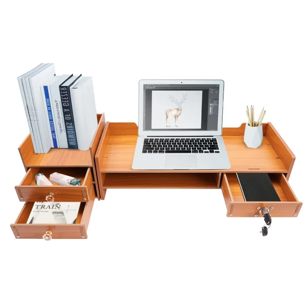 3 Drawers Computer Monitor Stand Office Organizer Computer Rack Living Room Cabinet Chest of Drawers