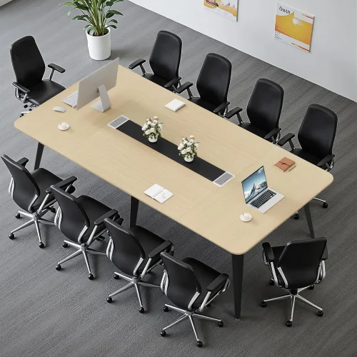 Furmax 8Ft Conference Table, 94.48” Meeting Seminar Table With Cable Grommets, Boardroom Table Workstation For Office