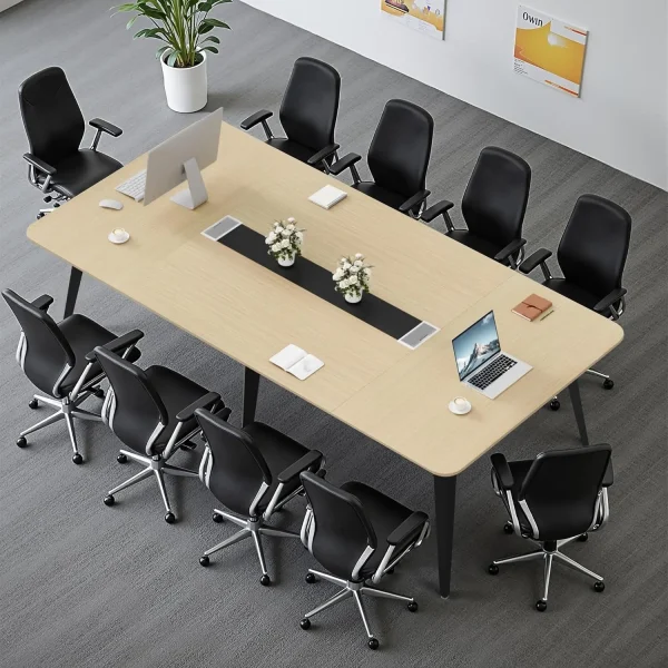 Furmax 8Ft Conference Table, 94.48” Meeting Seminar Table With Cable Grommets, Boardroom Table Workstation For Office