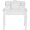 Writing Desk, Home Office Desk with Drawers and Hutch, Computer Work Station with Storage Shelf, 7 Drawers, White