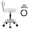KKTONER PU Leather Rolling Stool Mid-Back with Footrest Height Adjustable Office Computer Home Drafting Swivel Task Chair White