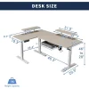 Electric L Shape Standing Desk with Drawer, 63x47 Inches Height Adjustable Sit Stand Up Desk with Storage Shelf, Home Office