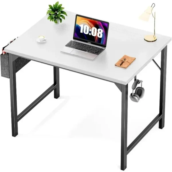 Computer Office Desk 32Inch Kids Student Study Writing Work with Storage Bag & Headphone Hooks Modern Simple Home Bedroom