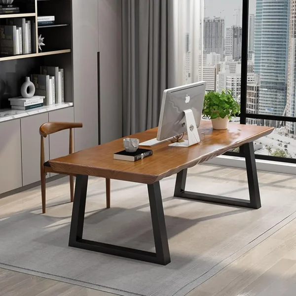 Solid wood administrative computer desk, 63 inch rural style large office desk, modern minimalist workstation business furniture
