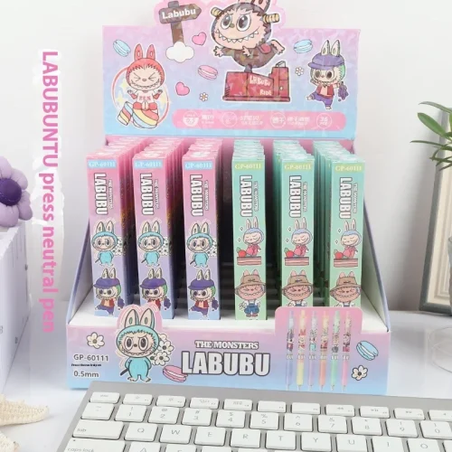 Labubu 36pcs Kawaii Cartoon Color Gel Pens 0.5mm with Non-Slip Silicone Grip Adorable School Supplies Ideal Friend Birthday Gift