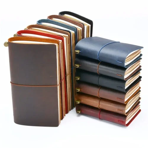 Moterm Hot Sale 100% Genuine Leather Notebook Handmade Vintage Cowhide Diary Journal Sketchbook Planner TN Travel Notebook Cover