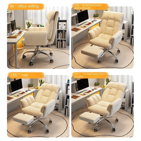 kf-S7fc015aad9db4437a0e6905cfc7059a23 Office Chair Soft Comfortable Household Chair Ergonomic Lumbar Support Mesh Adjustable Armrest Headrest Leisure Chair Recliners