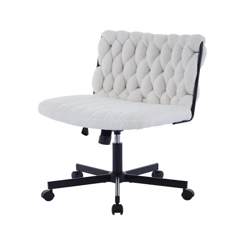 Modern Criss Cross Chair, Extra Wide Office Chair with Adjustable Height and 360° Swivel Casters, Swivel Cozy Desk Chair