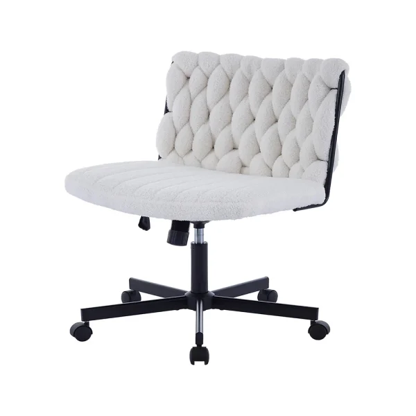 Modern Criss Cross Chair, Extra Wide Office Chair with Adjustable Height and 360° Swivel Casters, Swivel Cozy Desk Chair