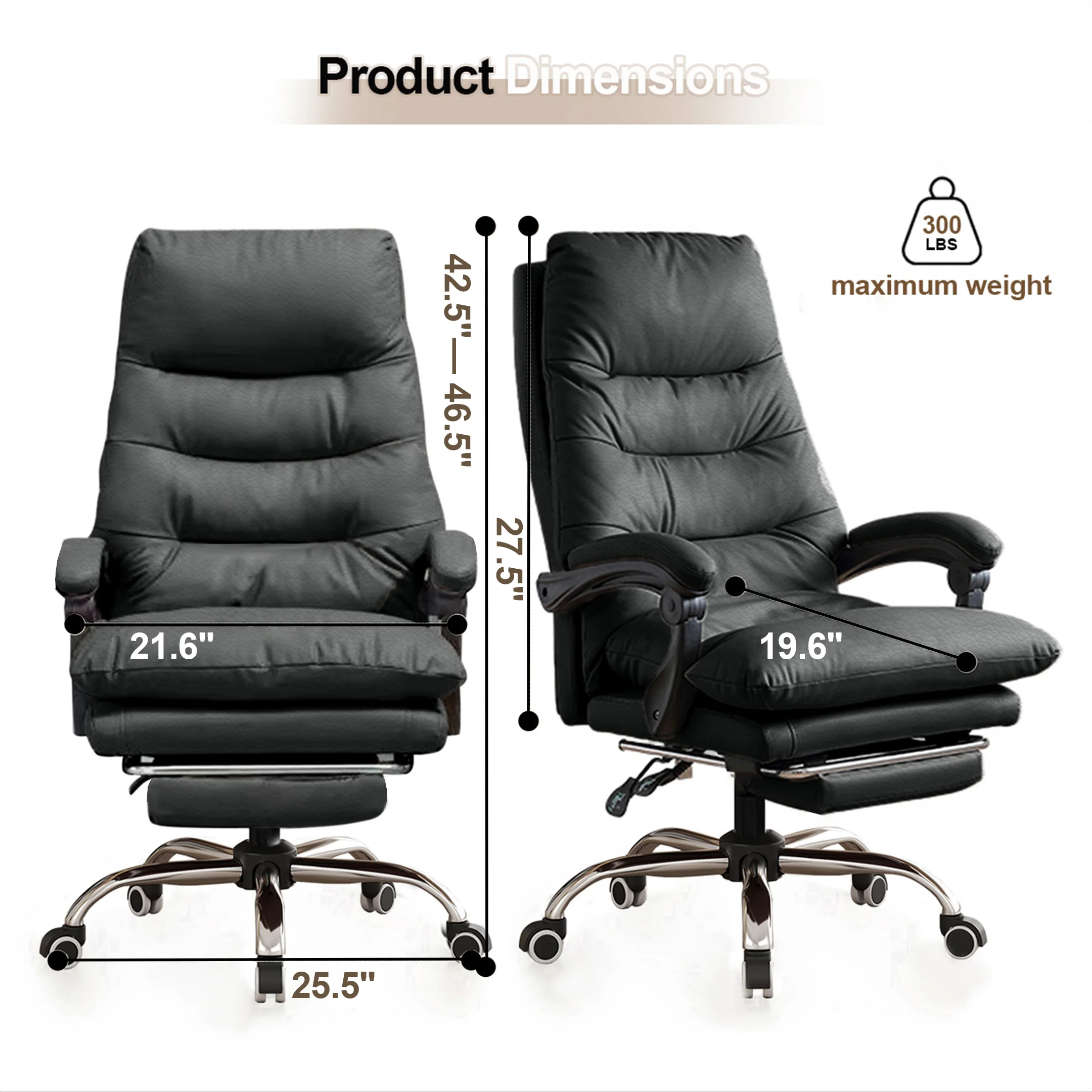 Comfortable Office Chair High Back Executive Desk Chair Leather Computer Gaming Chair Swivel Office Chairs with Footrest - Image 2