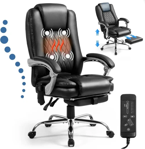 400lbs Executive Leather Office Chair with Ergonomic Design and Reclining Function - Comfortable Computer Desk Chair