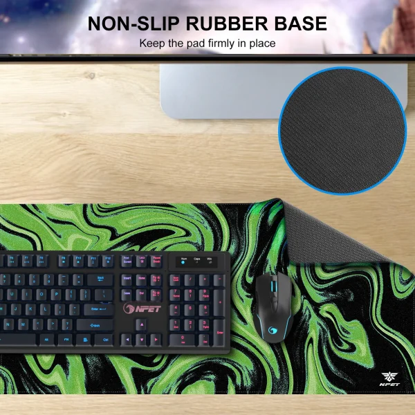 NPET N110 Extended Big Mouse Pad Large, With 3mm Non-Slip Base And Stitched Edge, 35x17 Inch For Home Office