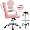Mid-Back Office Chair With Arms Swivel Pu Leather Height Adjustable Office Executive Chair, Pink