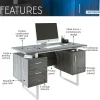Modern Office Desk With Storage, Gray