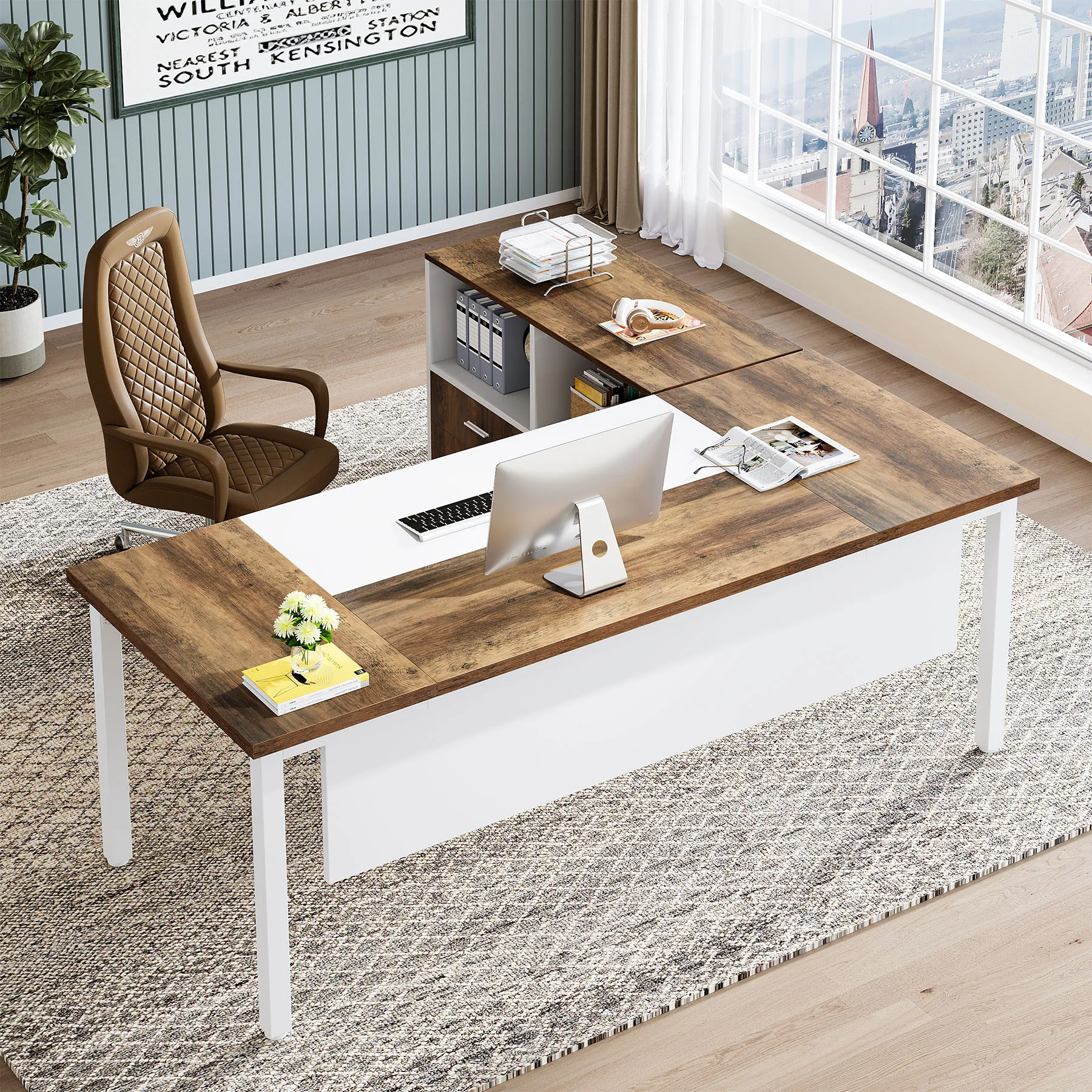 Tribesigns 55 inches Computer Desk, Home Office Desk Writing Table for Workstation - Image 3