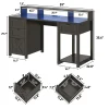 Farmhouse Computer Desk with 4 File Drawer & Power Outlet & Led Lights, 59" Wood Home Office Desk with Long Monitor Stand