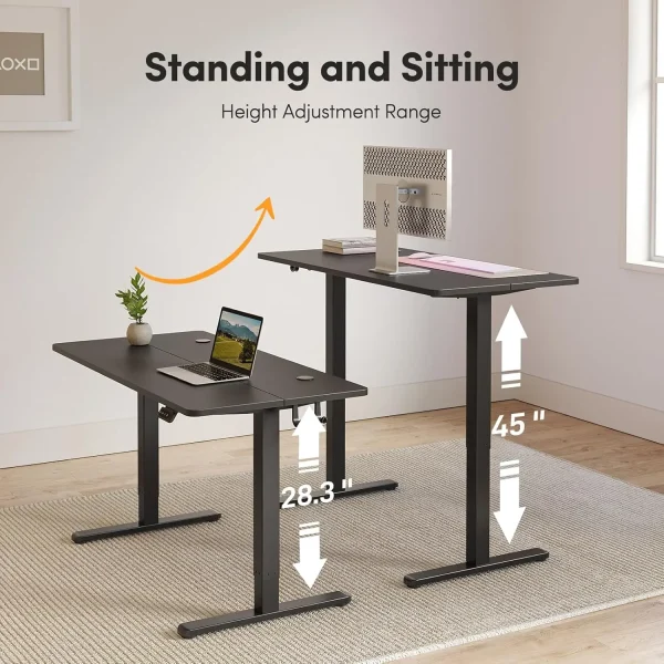 Electric Standing Desk Adjustable Height, 55 x 24 Inch Sit and Stand Desk, Home Office Desk, Ergonomic Workstation
