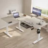 Electric L Shape Standing Desk with Drawer, 63x47 Inches Height Adjustable Sit Stand Up Desk with Storage Shelf, Home Office