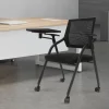 Foldable Desk Chair Stacking Tablet Arm Chair with Caster Wheels for Office School Classroom Training