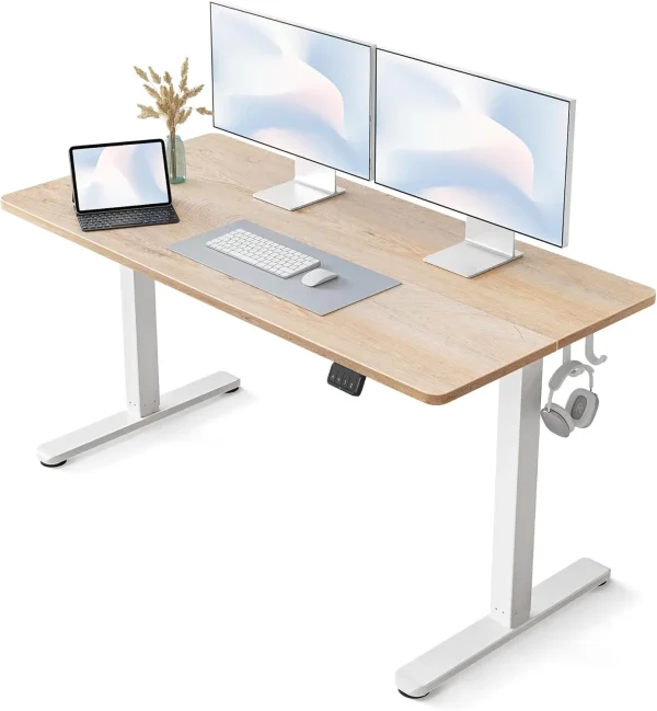 Fezibo Electric Standing Desk Adjustable Height, 55 X 24 Inch Sit And Stand Desk, Home Office Desk, Ergonomic Workstation