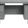 Modern Office Desk With Storage, Gray