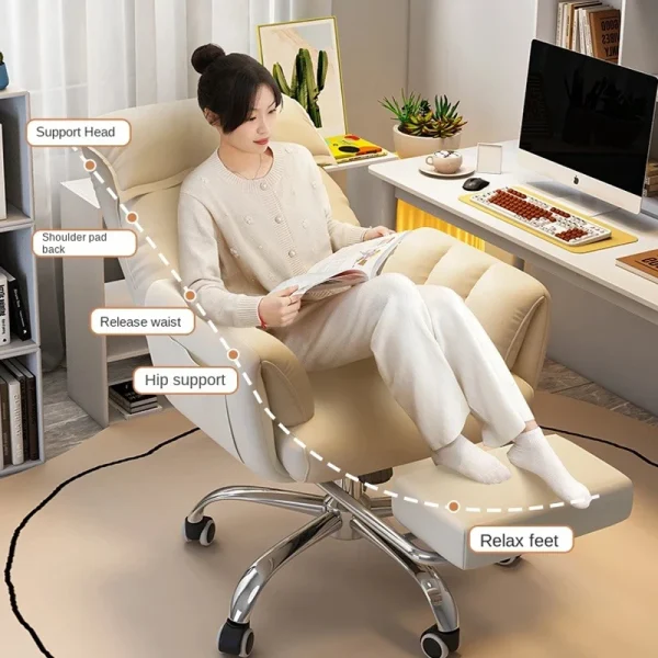 kf-S99eeaaee47134f1abe4b32ec56cd1439B Office Chair Soft Comfortable Household Chair Ergonomic Lumbar Support Mesh Adjustable Armrest Headrest Leisure Chair Recliners