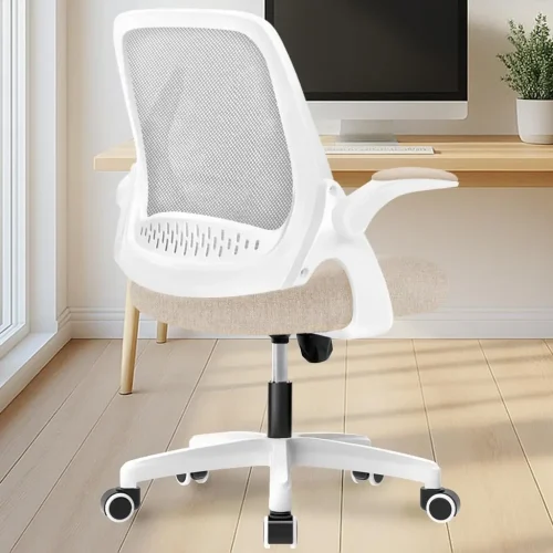 Office Desk Computer Gaming Chair with Ergonomic Lumbar Back Support Flip-up Padded Armrest Adjustable Height and Wheels