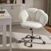 Boucle Upholstered Desk Chair Cloud-Shaped Vanity Adjustable Home Office Chair Computer with Rolling Wheels