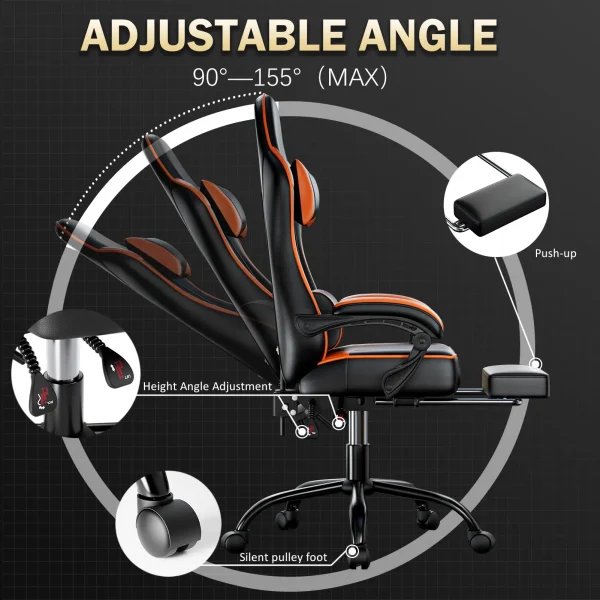 kf-S9c141c690dd249b18a6a666a4757e2fbC Gaming Chair with Footrest, PU Leather Video Game Chairs for Adults, Reclining Gamer Chair Office Desk Chair