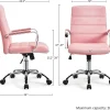 Mid-Back Office Chair With Arms Swivel Pu Leather Height Adjustable Office Executive Chair, Pink