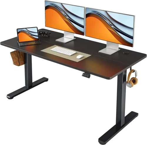 Electric Standing Desk Adjustable Height, 55 x 24 Inch Sit and Stand Desk, Home Office Desk, Ergonomic Workstation