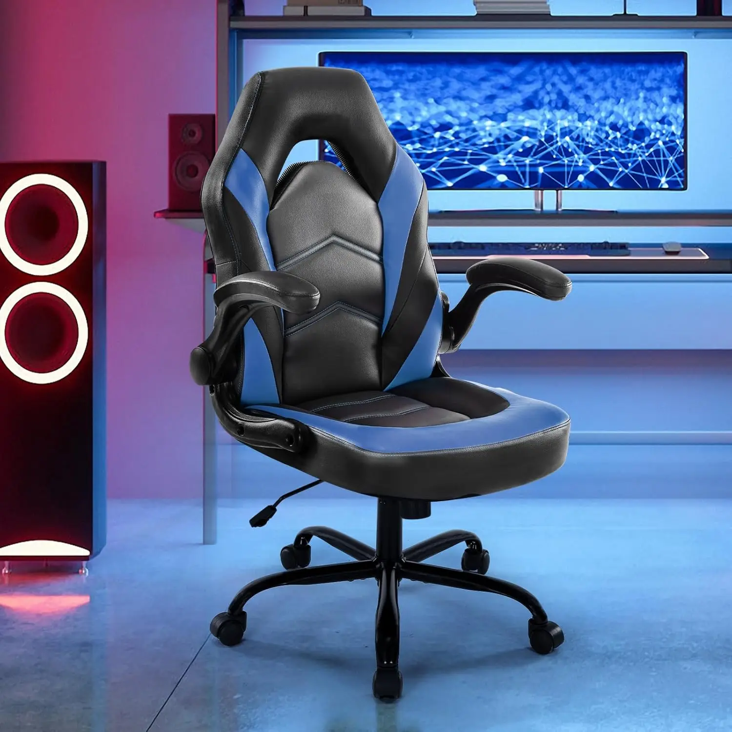 Dumos Ergonomic Computer Gaming Chair - Home Office Desk With Pu Leather Lumbar Support, Height Adjustable Big And Tall Video - Image 3
