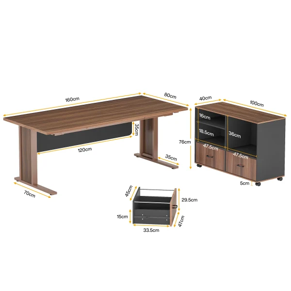 Tribesigns 63" Large Executive Desk L Shaped Computer Desk with File Storage Cabinet, L-Shaped Executive Office Desk
