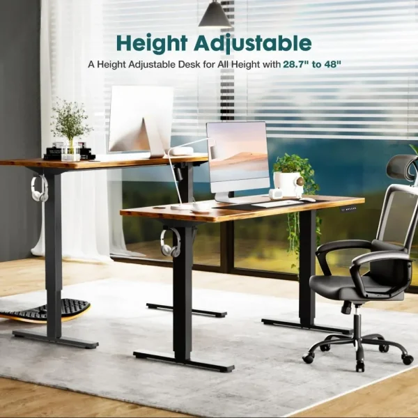 Electric Standing Desk, 63 x 24 Inch, Modern Style, Adjustable Height, 154 lbs Capacity, with Memory Presets, for Home Office