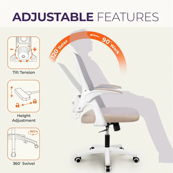 Neo Chair Office Desk Computer Gaming Chair With Ergonomic Lumbar Back Support Flip-Up Padded Armrest Adjustable Height And